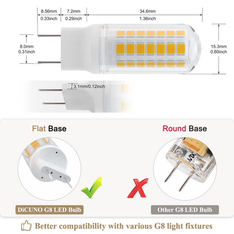 DiCUNO G8 Dimmable LED Bulb Flat Base 4W (40W Halogen