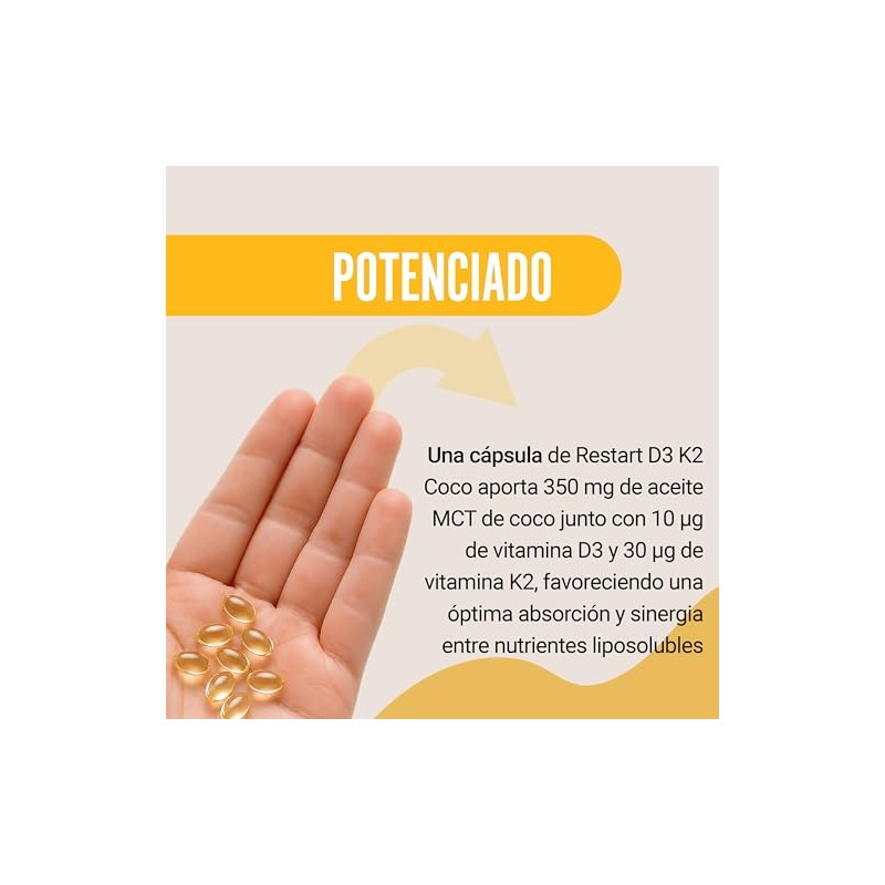 Restart Vitamina D3 + Vitamina K2 con Aceite de Coco