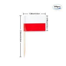 Poland Flag Polish Miniature Toothpick Flags Decorations Small Cupcake Toppers Cocktail Food Flags Decor For Independence Day Party Bar (100 pack)
