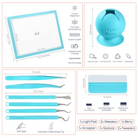 iVyne 66-Piece Ultimate Vinyl Crafting Set Permanent Vinyl, Transfer Tapes, Cutting Mats, Rechargeable Light Pad, Weeding Tools & Scrap Collector - Your Complete Crafting Starter Kit - Blue