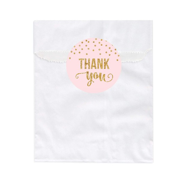 Andaz Press Blush Pink Gold Glitter Girl's 1st Birthday Party Collection, Favor Bag DIY Party Favors Kit, Thank You!, 24-Pack