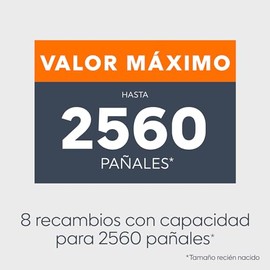 Recambio redondo Diaper Genie Essentials | Paquete de 8 | Capacidad de hasta 2560 pañales tamaño recién nacido