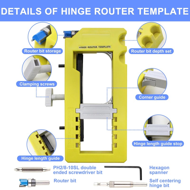 OBEST Door Hinge Template, Door Hinge Template for Router, Robust