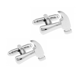 Hammer Silver Cufflinks – Unique Tool Design, Men’s Accessory, Great Gift for Handymen, Craftsmen, and Tool Enthusiasts Cuff Links