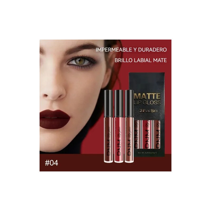 Kit Lápiz Labial Líquido Mate De Larga Impermeabl Y Duración
