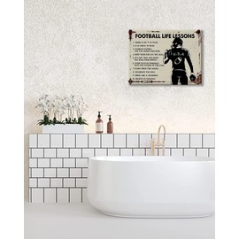 Football Decor Wall Art Inspirational Quotes Sports Football Player Boy Pictures Wall Decor Football Life Lessons Canvas Painting Prints Artwork Decorations Framed for Bedroom School Gym 16"x12"