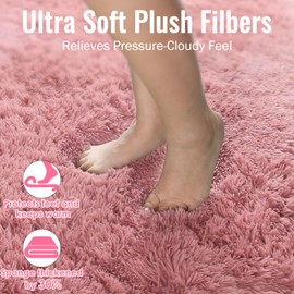 PAGISOFE 4x4 Feet Round Rug, Soft Blush Round Circle Rugs for Girls Room Decor, Fluffy Bedroom Carpets, Shaggy Rugs, Small Teepee Furry Mat, Comfy Reading Circular Rug, Kids Nursery Room Decor