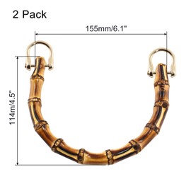 Piutouyar 2pcs U-Shaped Handbag Handles Bamboo Purses Handles Bamboo Handle Replacement Purse Handbag Handles for Bag Making with Gold Metal Buckle