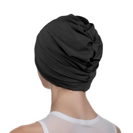 Gebell Women's Pleated Headscarf Hat – Stylish Comfortable Hair Care Cap, Soft Breathable for Daily Wear, Yoga, Travel, Sleep Hat, Elegant Design Black