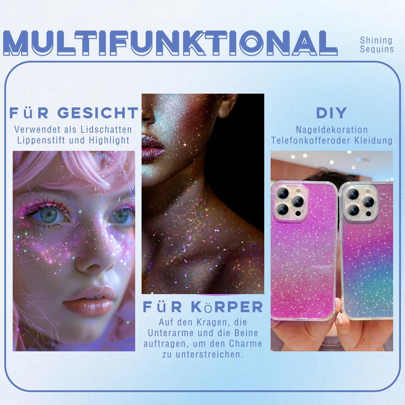 Noerrors Roll-on Holographic Körperglitzer-Gel für Körper Gesicht Haar, Funkelnde Chamäleon