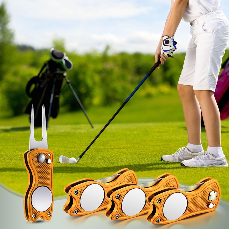 Skylety 4 Pieces Golf Divot Repair Tool with Magnetic Button