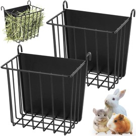 2PCS Rabbit Hay Rack with Heavy-Duty Metal Frame Rabbit Hay Holder for Cage - Rabbit Hay Feeder Guinea Pig Hay Feeder Bunny hay Feeder,for Rabbits Guinea Pigs Bunny Chinchillas -6.9x4.7x6.6 inch