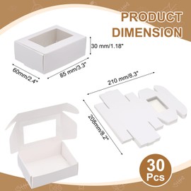 uxcell 30Pcs Kraft Soap Boxes, 3.3" x 2.4" x 1.2" Mini Kraft Treat Box with Clear Window for Candy Cookie Gift Party Favor Treats Packaging (White)