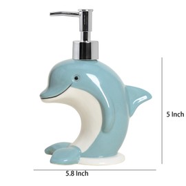 Colias Wing Sea Animals Pattern Soap Dispenser with Plastic Pump, Refillable Lotion Soap Bottle, Lotion Bottle, Hand Soap Dispenser, Home Decoration-Dolphin
