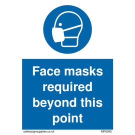 Pack of five - Face masks required beyond this point Sign - 75x100mm - A7P