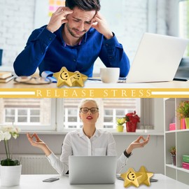 Dcoteh 36 Pieces Exercise Balls for Adults Bulk Smile Face Star Foam Ball Gold, 1.6 Inch