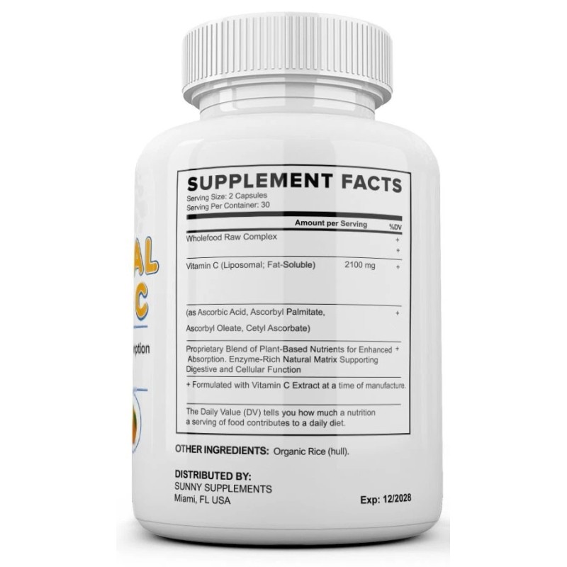 Liposomal Vitamin C 2100mg- 180 Capsules High Absorption Ascorbic Immune