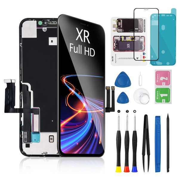 for iPhone XR Screen Replacement 6.1 Inch Black, MrR.OMW 3D