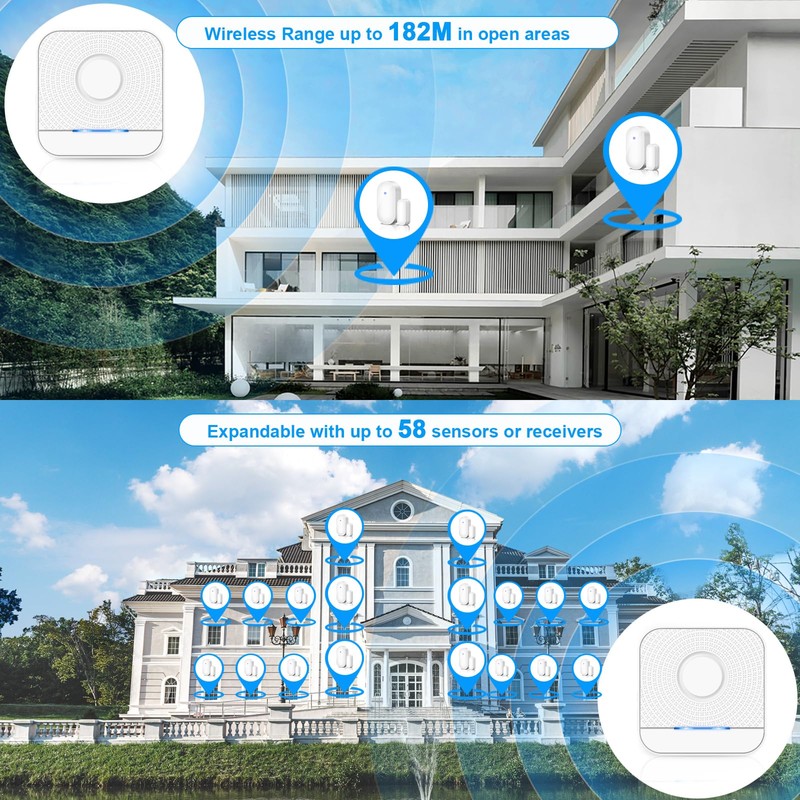 Door window sensor bell, white