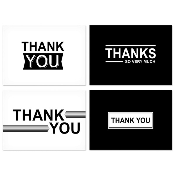 Hallmark Thank You Cards Assortment, Black and White Thanks (48 Cards with Envelopes for All Occasions)