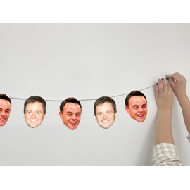 AK Giftshop Ant and Dec Faces Bunting Party Decorations - 12pcs / 2.5m Ribbon