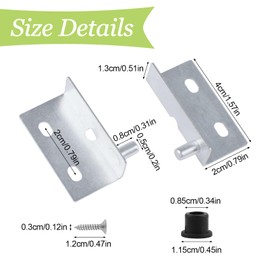 UFURMATE Pivot Hinge Clamps, 4 Sets Concealed Shaft Cabinet Door Hinge Cabinet Iron Hinges with Pin for Free-Swinging Wood Door (Galvanized)