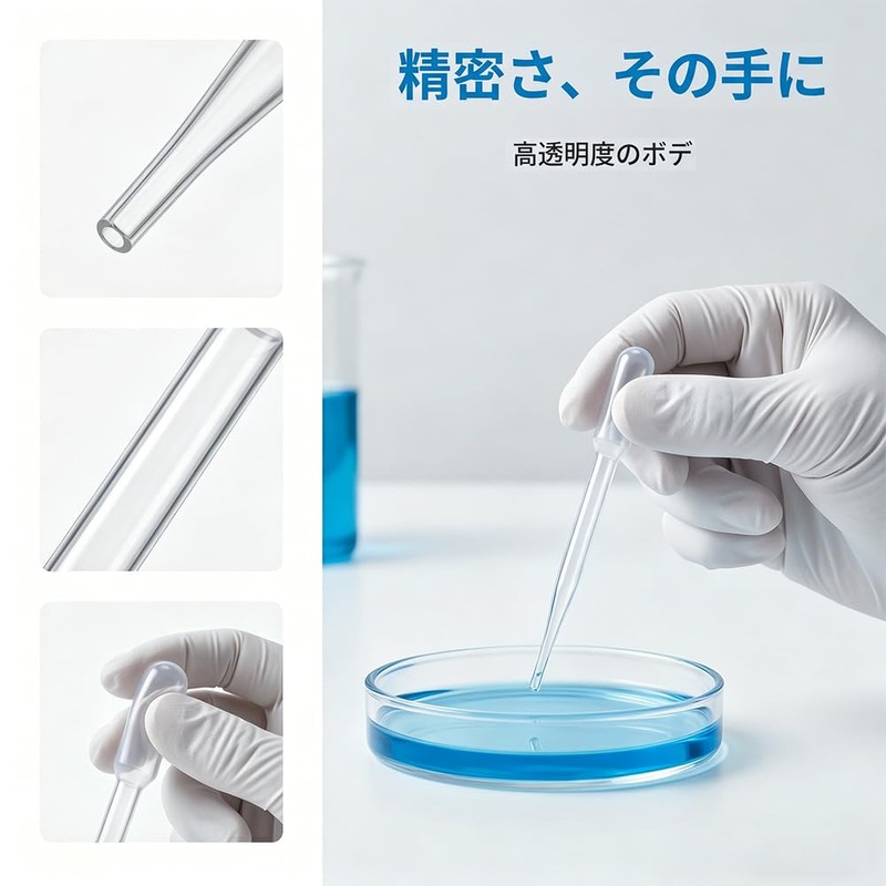 NIHOOOOH スポイト 0.2ml 100本 ピペット 使い捨て 透明 プラスチック製 スポイト 小