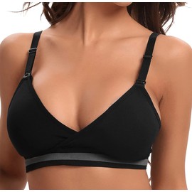 Suekaphin - Brasier de Lactancia con Cuello en V Profundo para Lactancia Materna, sin Costuras, Brasier de Maternidad con Relleno sin Varillas, Negro/Beige/Blanco/Azul Claro/Gris, XL