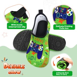 WAWSAM Children's beach shoes, boys' swimming shoes, aqua shoes, green game