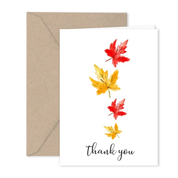 Paper Frenzy Fall Leaves Thank You Note Cards and Kraft