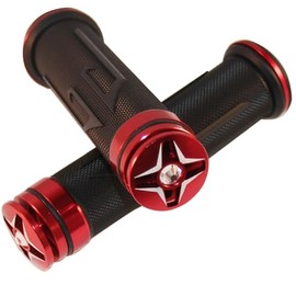 MotorToGo Red CNC Aluminum 7/8" 22mm Handlebar Grips with Bling Diamond End Caps for 2014 Honda Grom 125