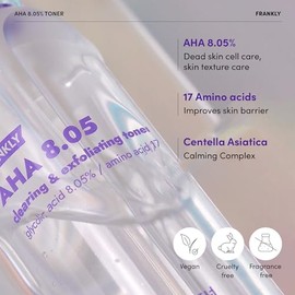FRANKLY Tónico Aha 8.05% - Exfoliar, Renovar y Refinar | Ácido Glicólico y 17 Aminoácidos | Apunta La Descamación, Los Poros y La Sequedad | 3.38 Fl.O