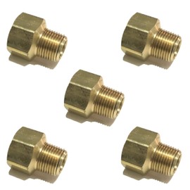 EDGE INDUSTRIAL Brass Pipe Adapter 1/2" FNPT x 3/8" MNPT Fuel/AIR/Water/Oil/Gas WOG (Qty 05)