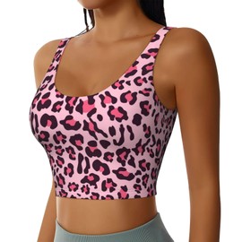 Sports Bras for Women Sports Bra Tank Top Workout Yoga Bra for Yoga Gym Workout Fitness (Cheetah Leopard Print Floral Pink)