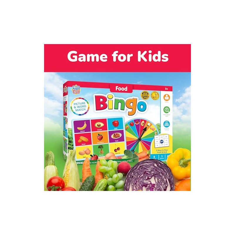 MasterPieces Juegos para niños - Juego de Bingo de Comida