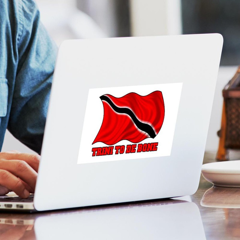 CafePress Trini to De Bone W/Flag Sticker (Rect.) Rectangle Bumper