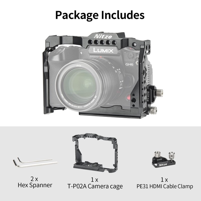 Nitze Camera Cage for Panasonic GH6 Camera with NATO Rail