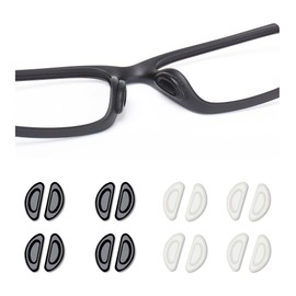Adhesive Contoured Silicone Eyeglass Nose Pads - Anti Slip Nose Pad Cushion for Glasses, Eyeglasses, Sunglasses, 8 Pairs (Black and White) Eyeware Accessories £¨Thick£©
