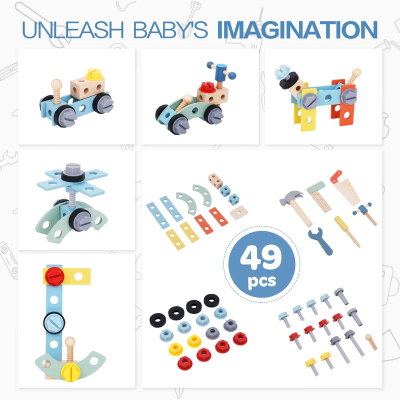 2-in-1 Baby Push Walker - Wooden Push Walker and Tool