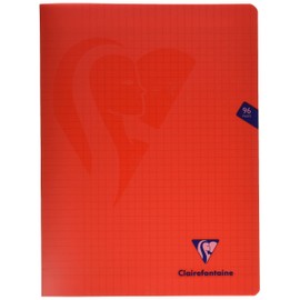 Clairefontaine - Ref 333361C - Mimeys Side Stapled Notebook (96 Pages) - A4+ Size, Polypro Cover, 90gsm Brushed Vellum Paper, Séyès Ruling - Red Cover