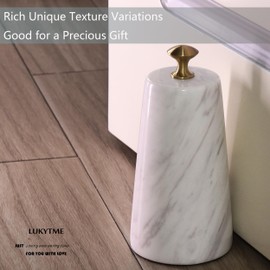 LUKYTME Decorative Door Stoppers, Solid Marble Heavy Duty Door Stops Indoor or Outdoor, Natural Stone Modern Door Stop with Brass Handle, Decor Doorstop Wedge Holder, Weighted Bookends.