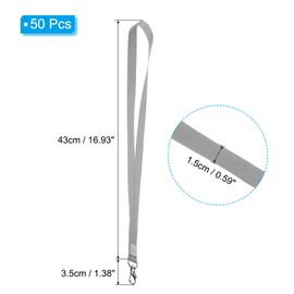 PATIKIL 17" Neck Lanyards, 50 Pack 0.6" Width Flat Strap Lanyard with Swivel Hook Clip for Name Tag Badges Holder ID Card Keys, Grey