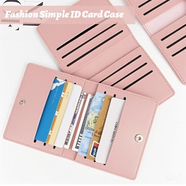 WKRTDY 1 x Credit Card Holder for Men and Women, Credit Card Holder, Wallet, Faux Leather RFID Card Wallet, Wallet, ID Card Sleeves, Space for up to 8 Cards, Pink
