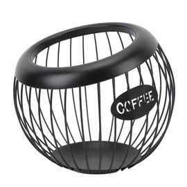 Metal Coffee Pod Organizer, Large Capacity Iron Coffee Pods Storage Basket for Coffee Bar Counter Desktop, Versatile Storage, for Tea Bags, Fruits, Candies Organizer (Black)