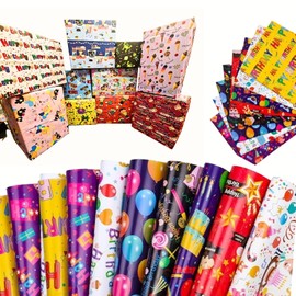 EVOKK Vibrant Eco-Friendly Gift Wrapping Paper - Premium Recyclable Birthday Wrapping Paper Roll for Kids' Parties, Holidays, and Special Occasions