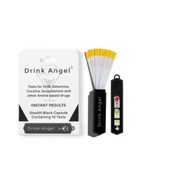 Drink Angel Drink Angel Drink Spike Test Kits - 10 Pack Discreet On-The-Go Drug Testing Kits for Ketamine and GHB | Clinically Tested Drug Tests | Anti Spike Tests | Drink Spiking Prevention (Stealth Black)