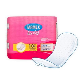Farmex Lady Extra - Geruchskontrollierende Saugeinlage für leichte Inkontinenz - Latexfrei, atmungsaktiv und hypoallergen - Sanft und trocken auf der Haut - 10 Stück
