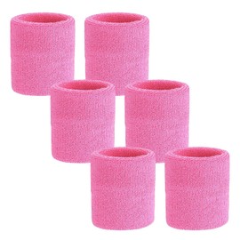 Proxima Direct Absorbent Wrist Sweatbands for Athletic Men and Women - 6 Pcs Tennis Wrist Sweat Bands for Gym & Running-Wicking Wristbands for Exercise (Pink)