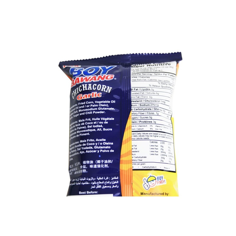Boy Bawang Chichacorn - Cornic Garlic Flavor - 4 PACK