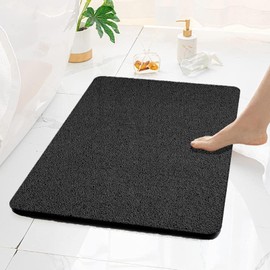 Shower Mat, Non-Slip Loofah Shower Mat for Bathroom, Soft PVC Loofah Non-Slip Bath Mat, with Drainage Holes, for Families and Elderly People (Black, 60 x 40 cm)